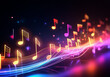 © ANTONIUS - colorful music notes in neon light style with dark background