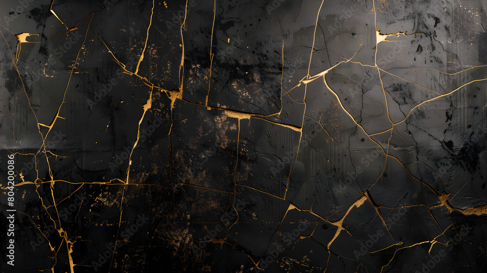 luxury black and gold wall cracked surface marble texture background ...