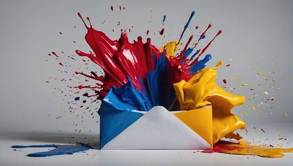 envelope exploding in colorful paint- mail, contact, advertising, email