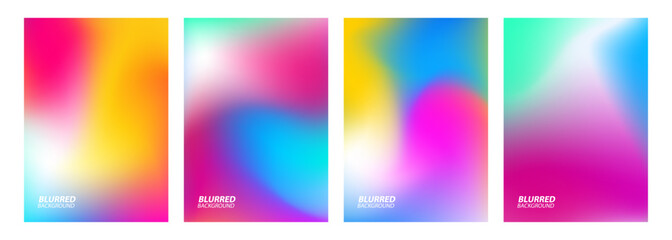 Aufkleber - Set of blurred backgrounds. Bright color gradients. Defocused color templates for creative graphic design. Vector illustration.
