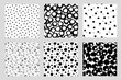 Vector dot patterns set. Seamless backgrounds from brush strokes