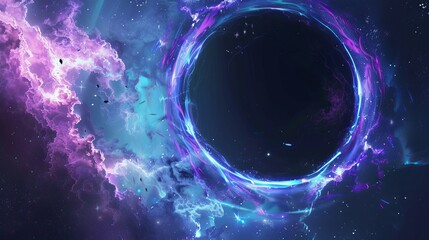 Wall Mural - hyperspace jump into black hole through vibrant tunnel. modern realistic illustration of fast speed 