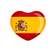 3D cute heart icon with Spanish flag and clipping mask. Travel logo concept. Welcome to Spain creative symbol. Greeting card design. Holiday background. Web button. Abstract sign. Creative decoration.