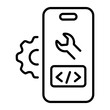A line icon of app coding, editable design 