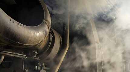 Poster - Detailed shot of exhaust fumes from a diesel engine, illustrating the environmental impact of fossil fuel consumption. 