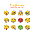 Set of emoji icons, cute expressions vector design