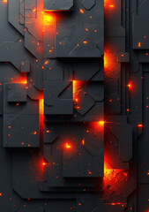 Wall Mural - Futuristic Red and Black Geometric Tech Abstract