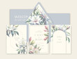 Luxury wedding invitation card background with watercolor Alstroemeria flowers and botanical leaves.