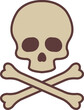 Skull and bones icon in line and fill style. Vector.