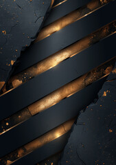 Wall Mural - Elegant Gold Stripe on Black Background Vector for Business and Luxury Presentations