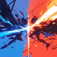 An Electrifying Visual Saga - Two Forces Clash in a Stunning Display of Power and Energy