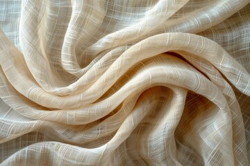 Aufkleber - Detailed view of a beige linen fabric, showcasing its texture and color
