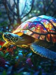 Sticker - stained glass turtle.