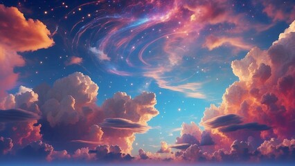 amazing fantasy dreamy cloudscape among the cosmic background