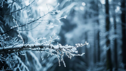 Poster - Snow-Covered Trees in Winter Forest - Serene and Minimalist