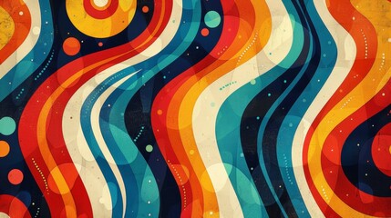 Aufkleber - Multicolored abstract background featuring vibrant wavy lines creating a dynamic and energetic visual impact