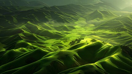 Wall Mural - Aerial View of Green Mountain Range