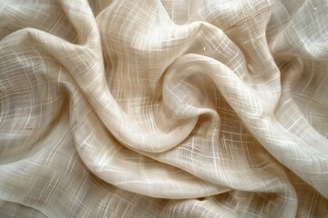 Aufkleber - Detailed view of a beige linen fabric, showcasing its texture and weave pattern up close