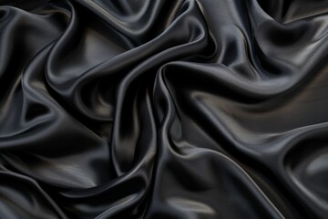 Aufkleber - Detailed close-up view of a smooth black satin fabric, showing its elegant sheen and texture up close