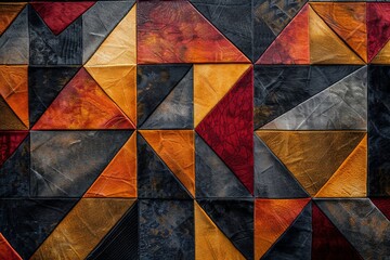 Aufkleber - A detailed view of a vibrant and intricate geometric pattern featuring a variety of colors and shapes