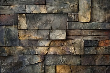 Leinwandbilder - Detailed view of a wooden wall showing grains and texture