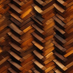 Poster - Detailed view of a wooden herringbone pattern, showcasing the intricate arrangement of interlocking pieces