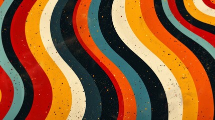 Aufkleber - Multicolored waves create a vibrant pattern against a black backdrop