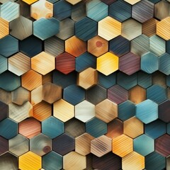 Leinwandbilder - Wooden Hexagons seamless pattern background 