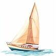 Elegant Sailboat Sailing on Crystal Blue Waters Illustration