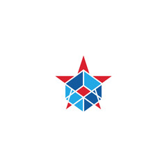 Wall Mural - Star and box in geometric shape logo design.