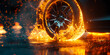 Midnight Blaze: Burning Car Tire Ignites the Street with Nighttime Drama