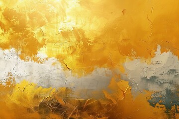 Poster - A vibrant abstract painting depicting a sky in shades of yellow and blue, creating a striking and dynamic visual composition
