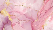 A Luxurious Pink Marble Texture With Gold Veins And Watercolor Effects, Perfect For An Elegant Background Or Wallpaper With A Subtle Light And Pastel Palette, Modern Style