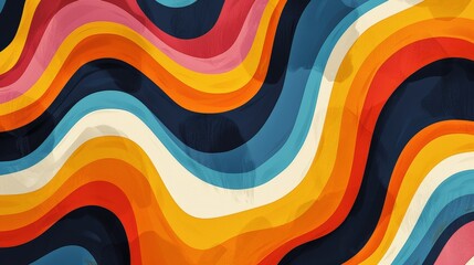 Poster - Abstract Painting of Wavy Lines and Colors