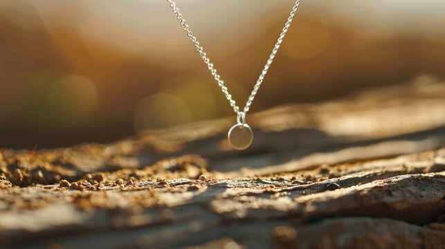 A snapshot of a minimalist silver chain necklace with a single, dainty charm, showcasing the simplicity of contemporary jewelry design
