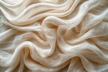 Aufkleber - Detailed view of a white fabric with subtle wavy lines running across the surface
