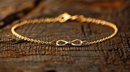 Wall Mural - A snapshot of a thin, adjustable chain bracelet with a small infinity symbol charm, symbolizing timeless love and simplicity.