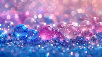 Poster - Water bubbles floating on a blue and pink background, creating a mesmerizing visual effect