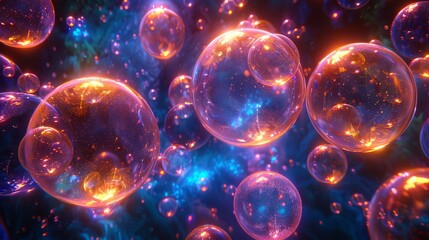 Aufkleber - Floating Soap Bubbles in blue Air