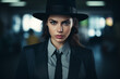 Young Elegant Female Detective in Suit. Generative AI