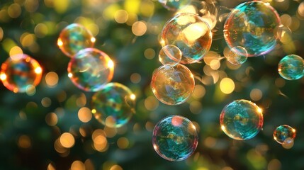 Poster - Soap Bubbles Floating in the Air