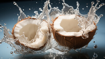 coconut splashing into water