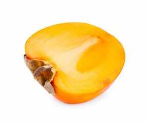 Wall Mural - Piece of fresh persimmon fruit isolated on white