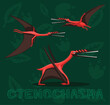 Flying Dinosaur Ctenochasma Cartoon Vector Illustration