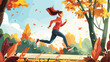 Beautiful young woman running in park Vector style vector