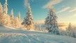 Winter wonderland snow trees with beautiful sky