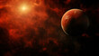 red planet orbiting around red dwarf star