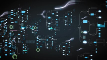 Wall Mural - document management system sidescroll animation, abstract grid of files and folder icons, concept of