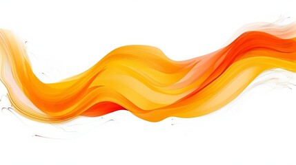 Isolated brushstroke in orange and yellow on a white background. abstract stroke in orange. vibrant watercolor brushstroke