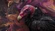Turkey vulture artistic marble effect by AI